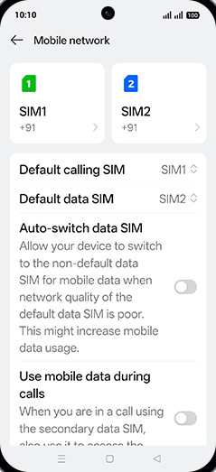 Step 4: Tap on Default data SIM.