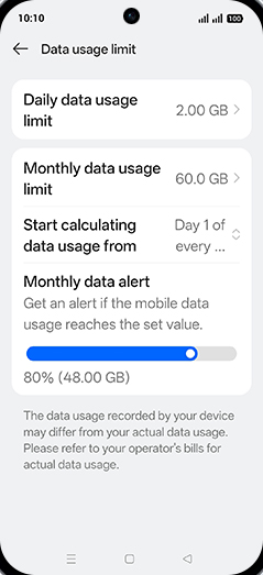 Step 20: Tap on Start calculating data usage from.
