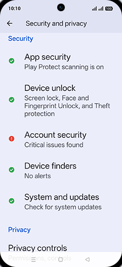 Step 4: Tap on Device unlock.