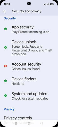 Step 4: Tap on Device unlock.
