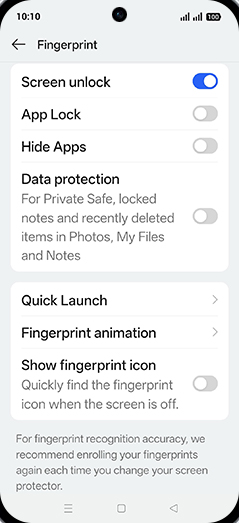 Step 8: Tap on Show fingerprint icon to turn ON.