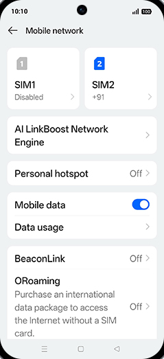 Step 4: Tap on SIM1 or SIM2.